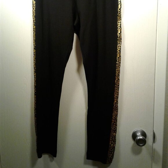 DEREK HEART BLACK & GOLD LEGGINGS Size: 1X - Picture 15 of 16